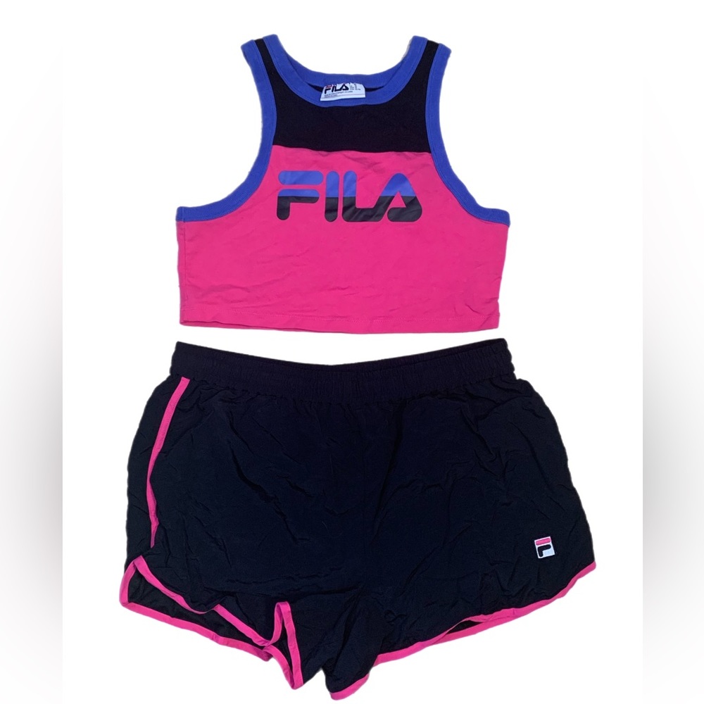 Flia Two Piece Workout Set Crop Top and Shorts Matching Set Size Extra Large